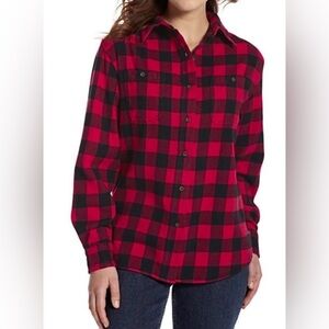 Woolrich Red and Black Plaid Button-Down Flannel Shirt